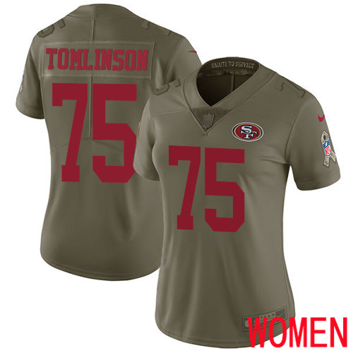 San Francisco 49ers Limited Olive Women Laken Tomlinson NFL Jersey #75 2017 Salute to->women nfl jersey->Women Jersey